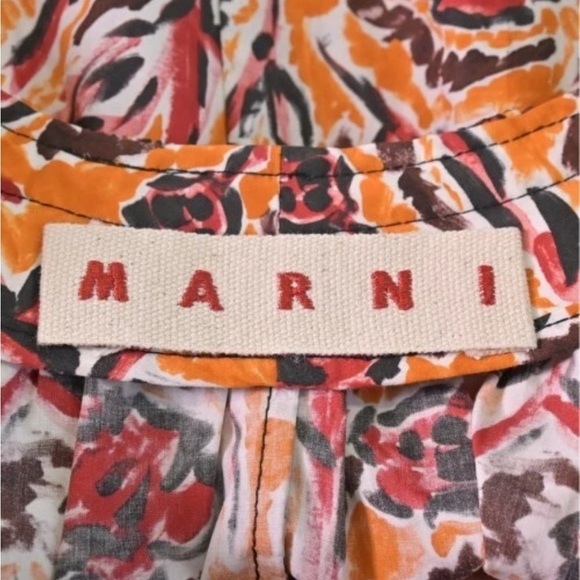 MARNI Blouse OrangexRedxWhite(Flower Pattern) 42 or size Large. - Picture 3 of 5